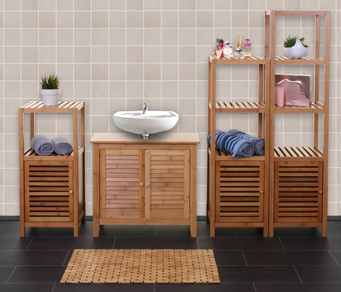 Immagine prodotto Mendler Set da bagno, mobile bagno completo mobile bagno con porta, bambù
