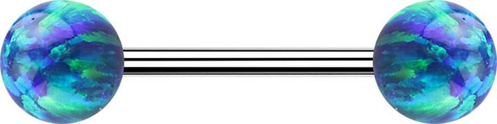 Actual product image Star Piercing Micro barbell silver with two balls opal blue (without brass, Surgical steel 316L)