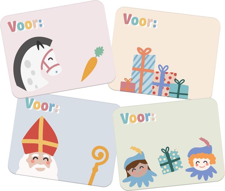 Folat Autocollants nominatifs cadeaux - Sint en Pieten - 50 pièces