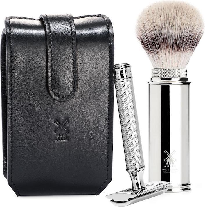 Immagine prodotto Mühle Set da barba da viaggio - nero, lavorazione in pelle fiorentina, pennello da barba ( (Set)