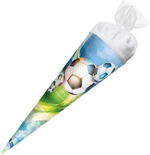Produktbild Magni ROTH Geschenk-Schultüte klein Fussball 50 cm - rund Tüllverschluss - Zuckertüte Schulanfang