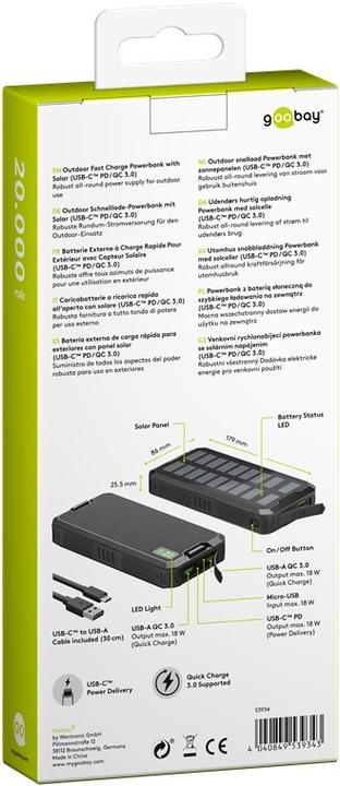 Produktbild Goobay QC/PD Solar (20000 mAh, 18 W, 74 Wh)