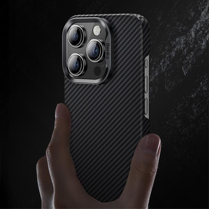 Immagine prodotto Benks Custodia protettiva per iPhone 15 Pro in fibra aramidica Kevlar 600D Carbon MagSafe (Apple iPhone 15 Pro)