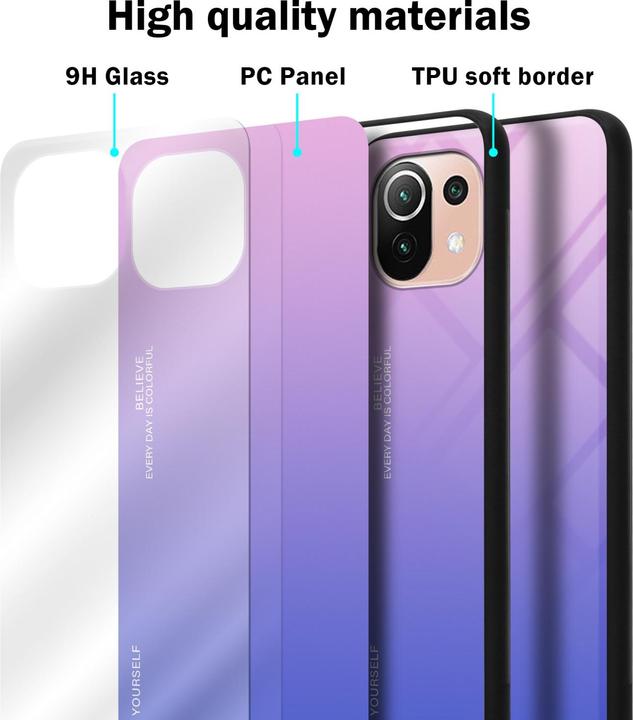Produktbild Cadorabo TPU 2 Farben Glas Hülle (Xiaomi Mi 11 Lite, Xiaomi Mi 11 Lite 5G, Xiaomi Mi 11 Lite 5G NE)