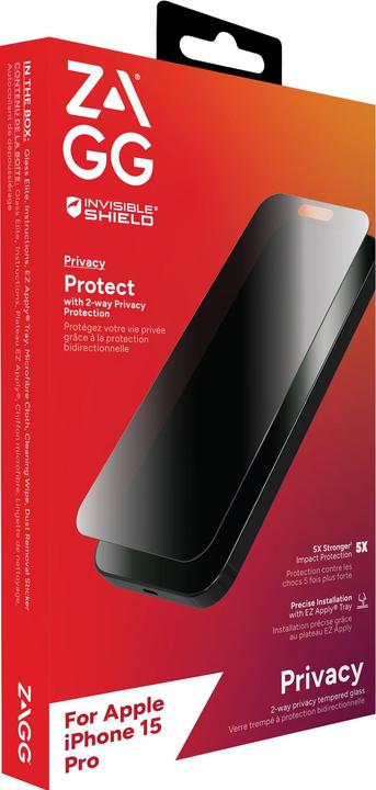 Actual product image Zagg Invisibleshield Glass Elite (1 Piece, Apple iPhone 15 Pro)