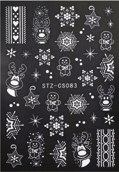 Nagellack24 Nail Art Sticker selbstklebend - Weihnachten Weiss