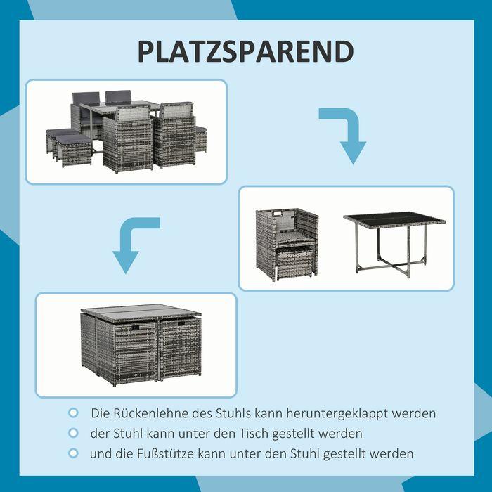 Produktbild Swisshandel24 Sitzgruppe für 8 Personen Polyrattan Gartenset Sitzgarnitur inkl. Kissen Grau (109 cm)