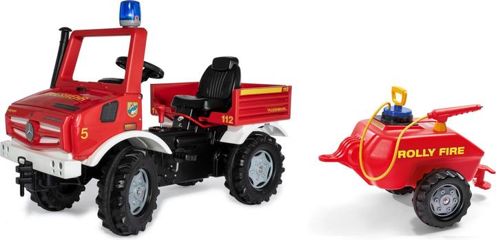 Rolly Toys Fire Unimog Feuerwehr Edition 2020 mit Anhänger Tretauto 3 Ã 8 Jahre