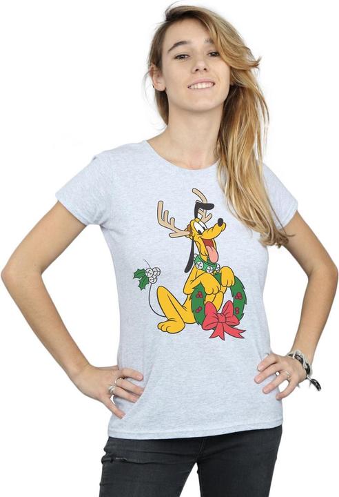 Actual product image Disney Womens/Ladies Pluto Christmas Reindeer Cotton T-Shirt (XL)