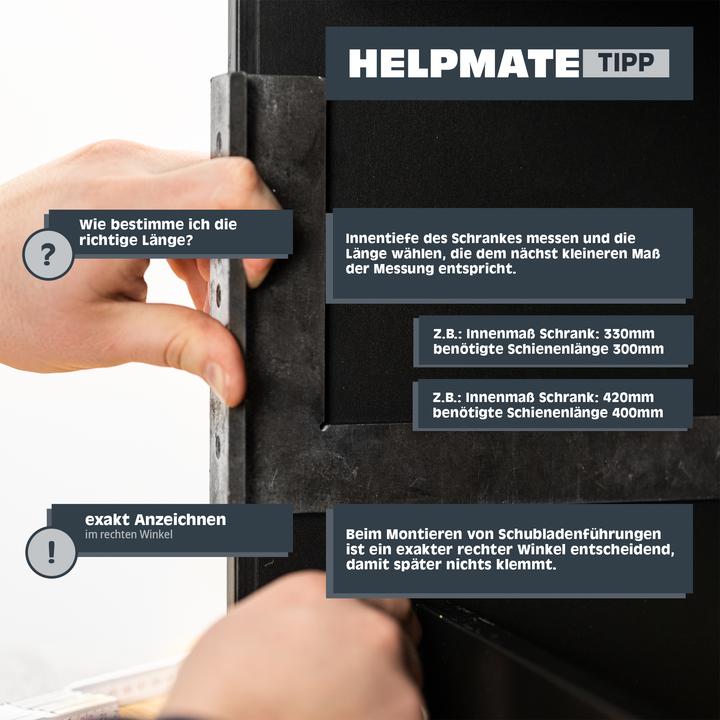 Immagine prodotto Helpmate Rollschubführung 400 mm, Teilauszug, 2 Paar