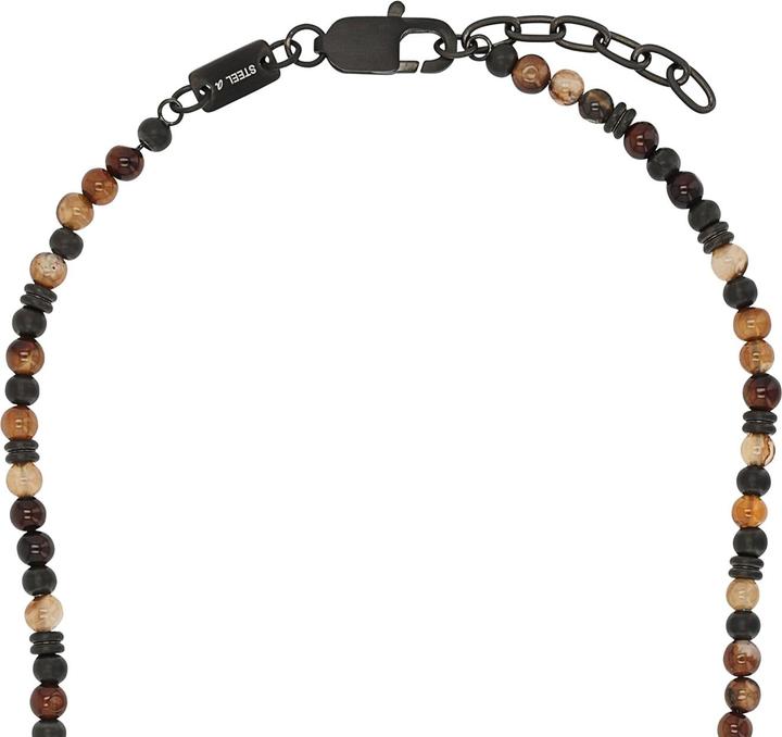 Immagine prodotto S.Oliver Halsschmuck für Jungs, Edelstahl, Steel Beads, Achat (Acciaio inossidabile, 3 cm)
