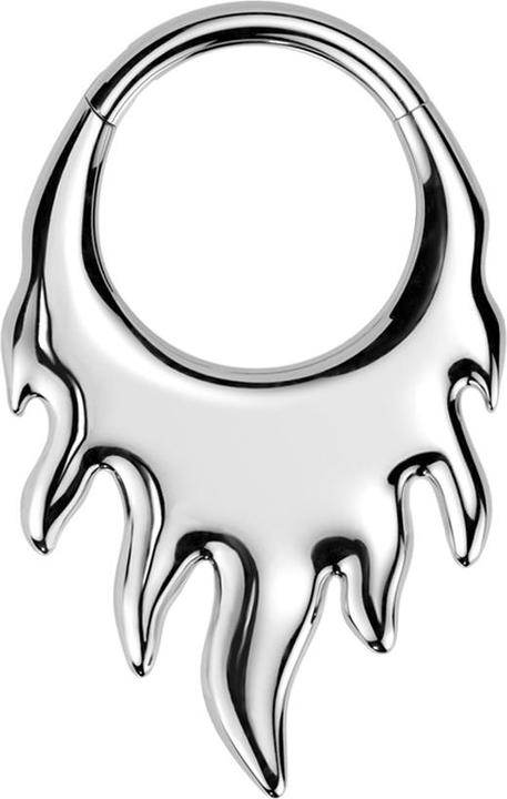 Star Piercing Micro Segmentring klappbar silber Flammen (ohne Messing, Titan G23)
