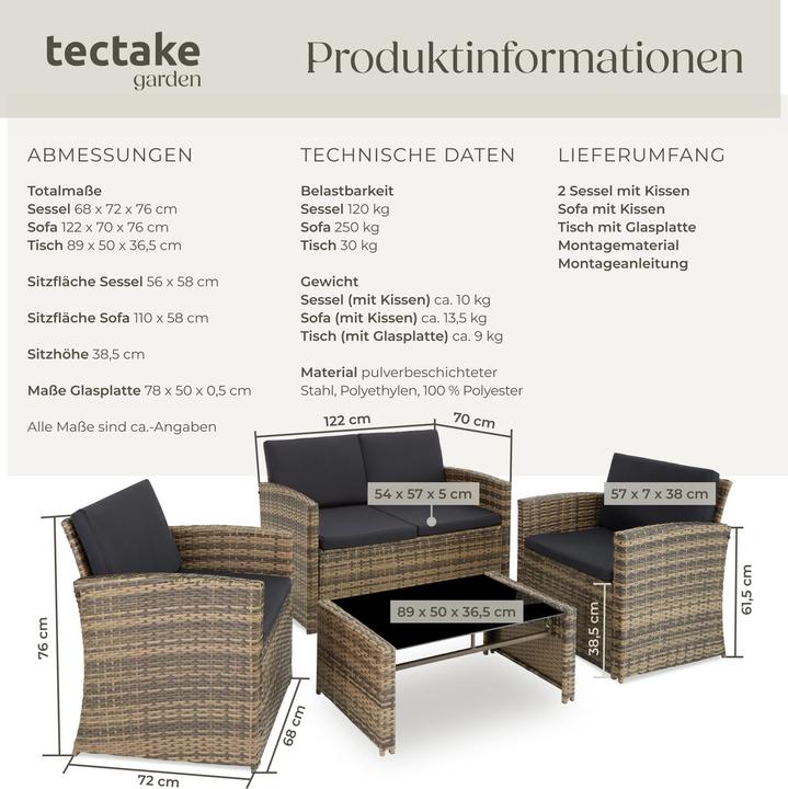 Produktbild tectake Rattan Lounge Lucca