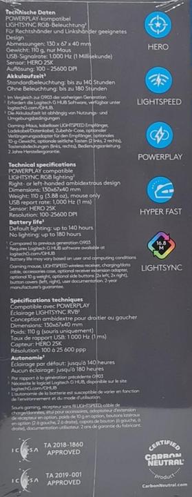 Immagine prodotto Logitech G 903 Velocità della luce (Cablato, Senza fili)