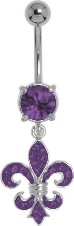 Bijouteria Bauchpiercing (Messing rhodiniert, Chirurgenstahl 316L, Kristall)