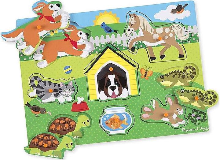 Image du produit Melissa & Doug Puzzle Bois Bouton Animaux Domestiques (Fr-De-En-Es) (8 pièces)