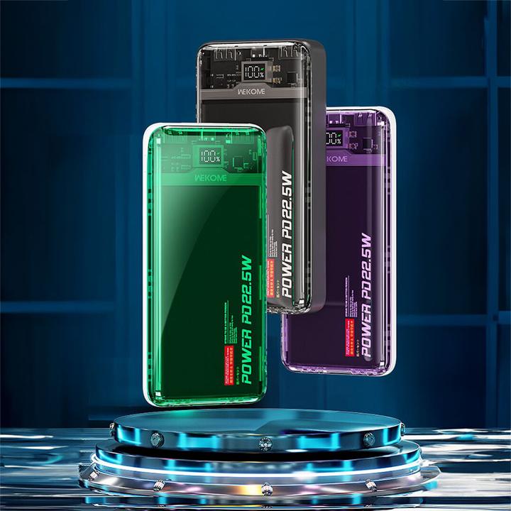 Actual product image Wekome WP-351 Vanguard-Serie – Powerbank 20000 mAh PD 20 W + QC 22,5 W (grün/transparent) (20000 mAh)