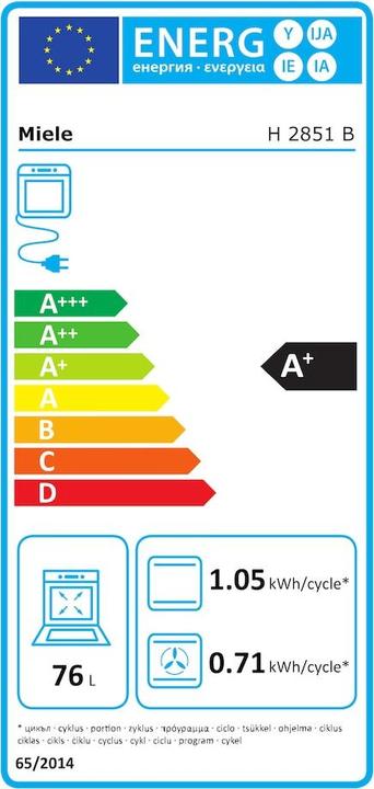 Etichetta energetica Miele Forno da incasso H 2851 B in acciaio inossidabile/CleanSteel