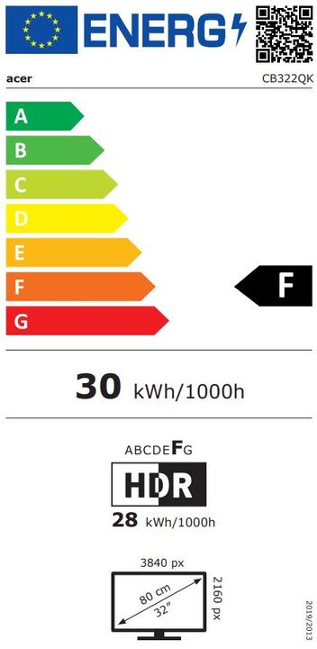 Energie-Label Acer Dis 32 CB322QKAbmiiprx IPS 60Hz (3840 x 2160 Pixel, 31.50")