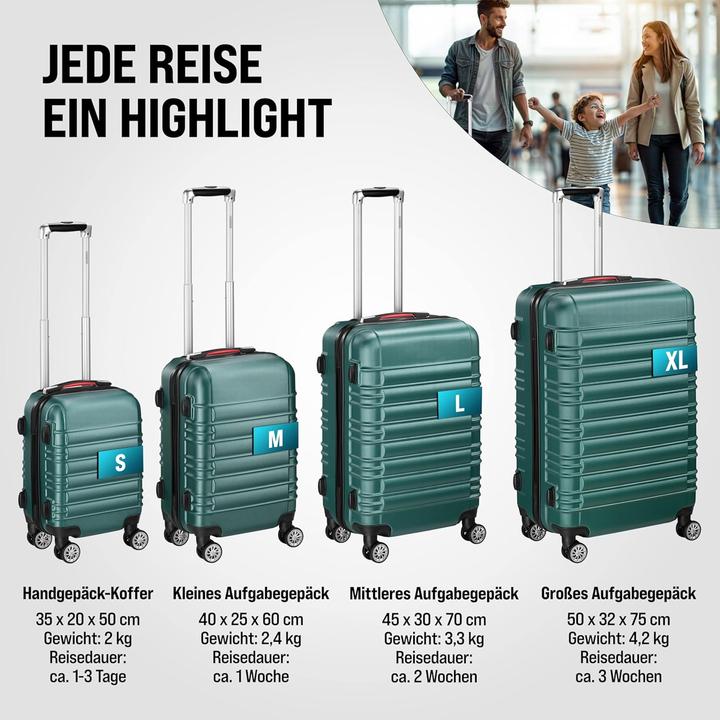Produktbild Monzana Kofferset (90 l, Handgepäck (bis 50l), M (50 - 90l), L (90 - 115l), XL (ab 115l))