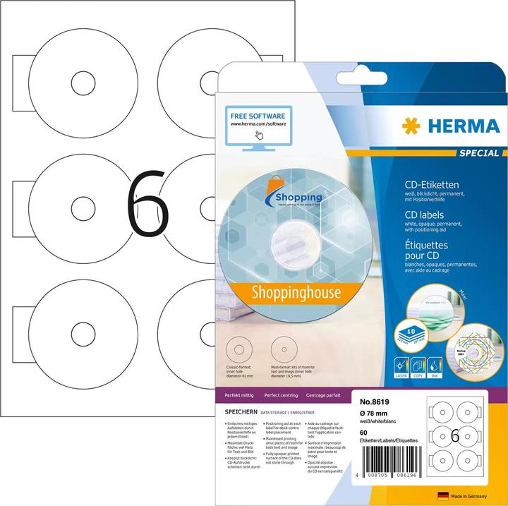 Produktbild HERMA Mini CD Etiketten A4