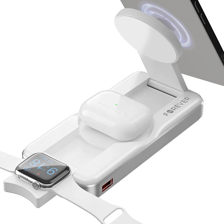 Produktbild Forever kabellose Powerbank MATB-300 10000 mAh 3in1 weiss (10000 mAh, 15 W)