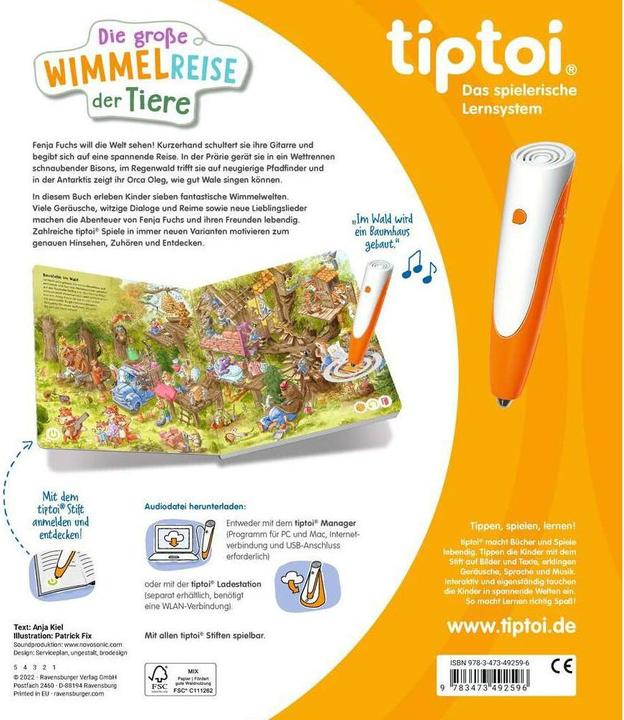 Actual product image tiptoi Die gr. Wimmelreise Tiere (German, Anja Kiel, Patrick Fix, 2022)