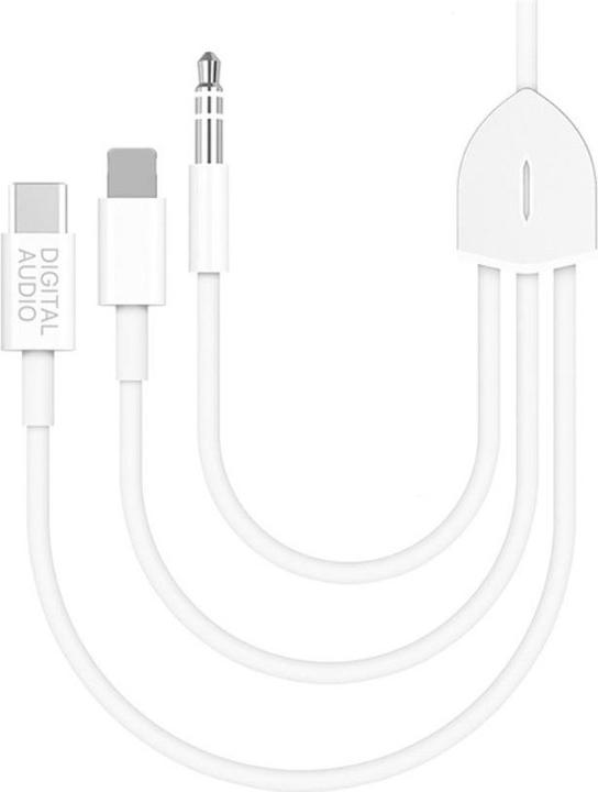 Actual product image Apfelkiste Lightning / 3.5mm AUX / USB C auf 3.5mm AUX Musik Adapter Kabel Konverter - 120cm (3.5mm jack, Lightning, USB Type C, 3.5mm jack)