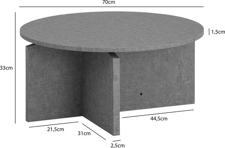 Produktbild FineBuy Couchtisch 70 cm Wohnzimmertisch Sofatisch Rund Gross Kaffeetisch Modern (70 x 70 x 33 cm)