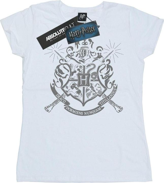 Actual product image Womens/Ladies Hogwarts Badge Wands Cotton T-Shirt (XXL)
