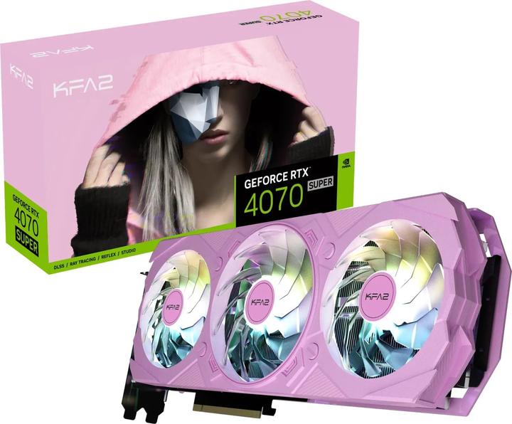 Actual product image KFA2 PCIe GeForce RTX™ 4070 Super EX GAMER Pink 1-Click OC 12GB GDDR6X 192-bit DP*3/HDMI DLSS 3 (12 GB)