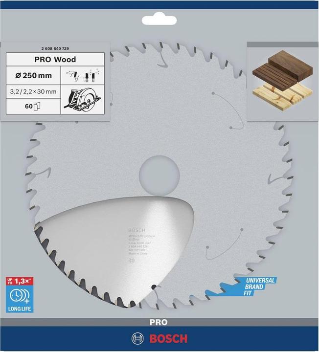 Produktbild Bosch Professional Zubehör PRO Wood Kreissägeblatt, 250 x 3.2 x 30 mm
