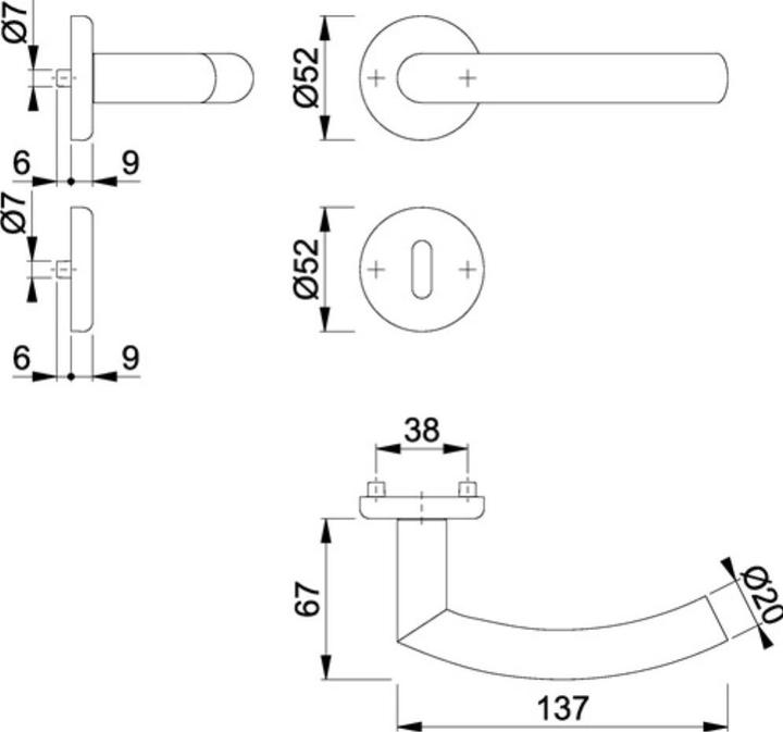 Produktbild Hoppe Rosettengarnitur Narvik E1430ZP/17KV/17KVS Edelstahl F69 rund OB DIN links / rechts D/D (Türgarnitur)