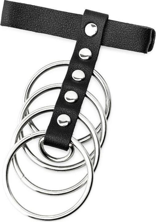 Actual product image Zenn Black PU leather cock ring with metal support (4.50 cm)