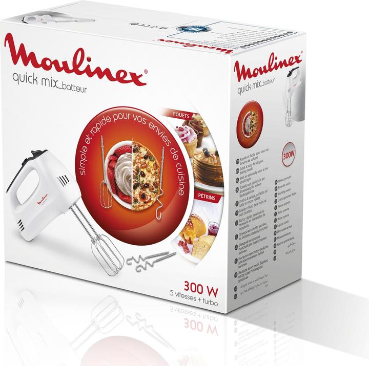 Actual product image Moulinex HM3101 Quick Mix Electric Whisk with Whips and Mixing Hooks, 300W (300 W)