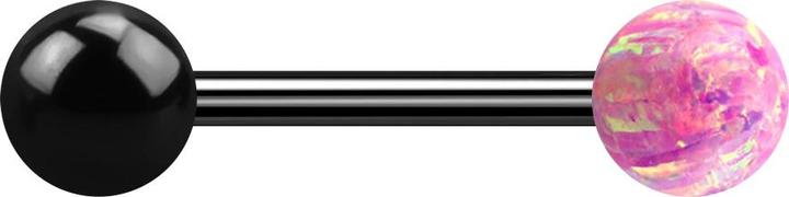 Actual product image Star Piercing Barbell black with ball and ball opal pink (without brass, Surgical steel 316L)