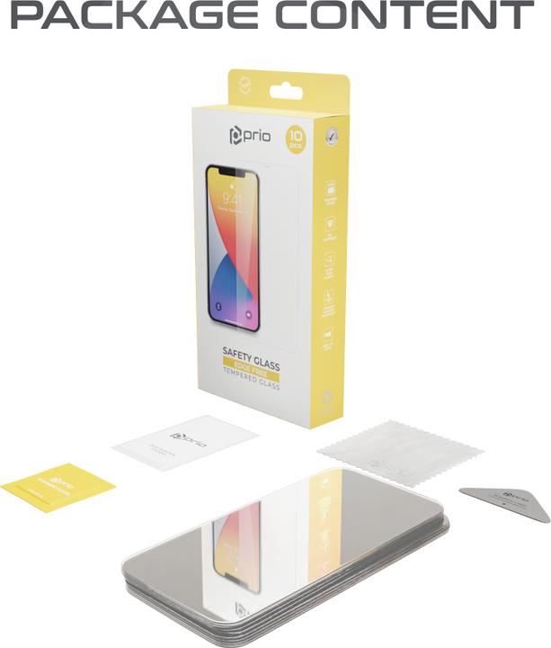 Actual product image prio 10x clear bulletproof glass screen protector for iPhone 15/15 Pro (10 Piece, Apple iPhone 15 Pro)