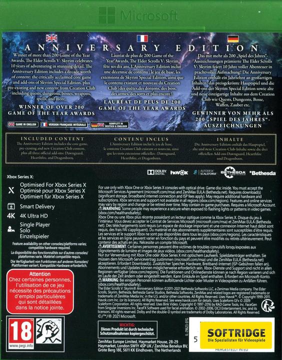 Produktbild Bethesda The Elder Scrolls 5: Skyrim Anniversary Edition (Xbox Series X, Xbox One S, Multilingual)