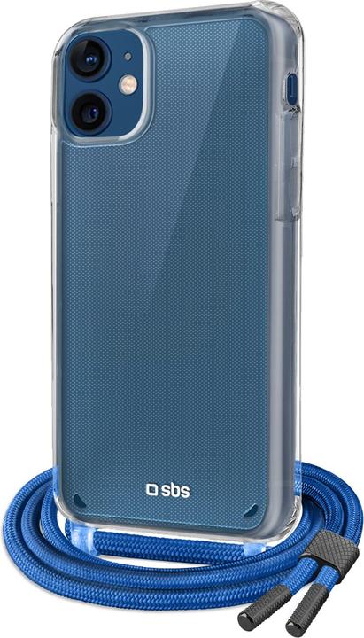 Produktbild SBS cover med halsrem til iPhone 12 / 12 Pro®. Gennemsigtig/blå (Apple iPhone 12, Apple iPhone 12 Pro)