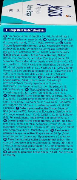 Nährwerte und Zutaten dm Jessa Slipeinlagen Active Shape (Slipeinlagen)