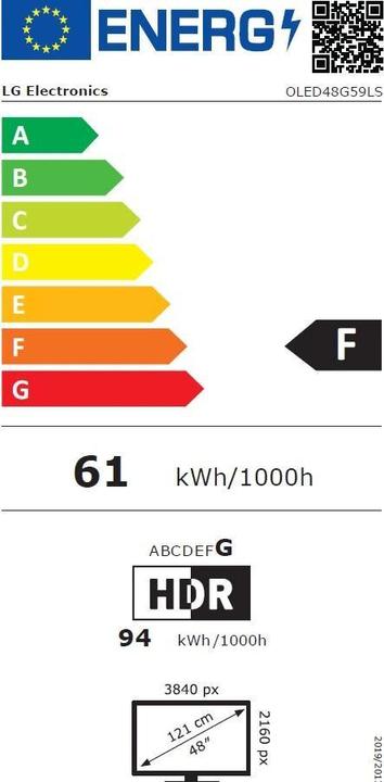 Energy Label LG OLED48G59LS (48", G5, OLED, 4K, 2025)