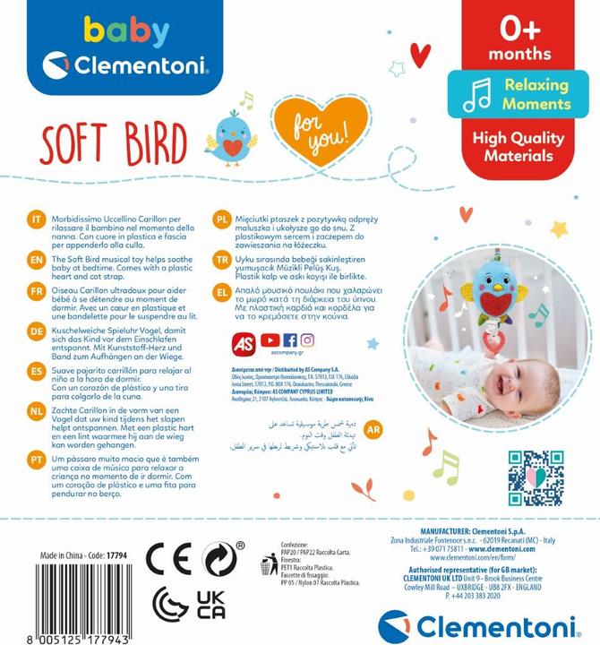Actual product image Clementoni Baby - Soft Music Box Bird