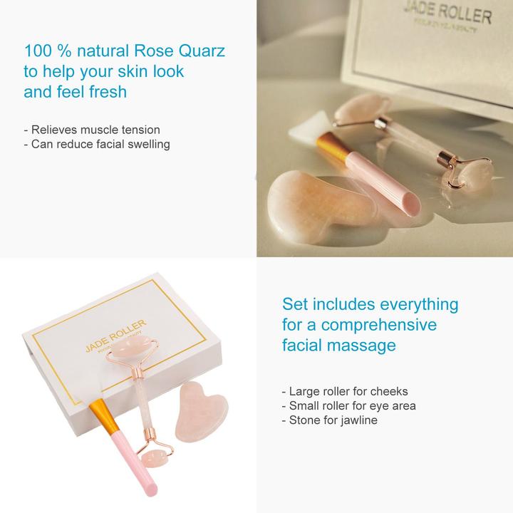 Produktbild Intirilife Gua Sha Gesichtsmassage Gesichtsroller (3tlg-Set)