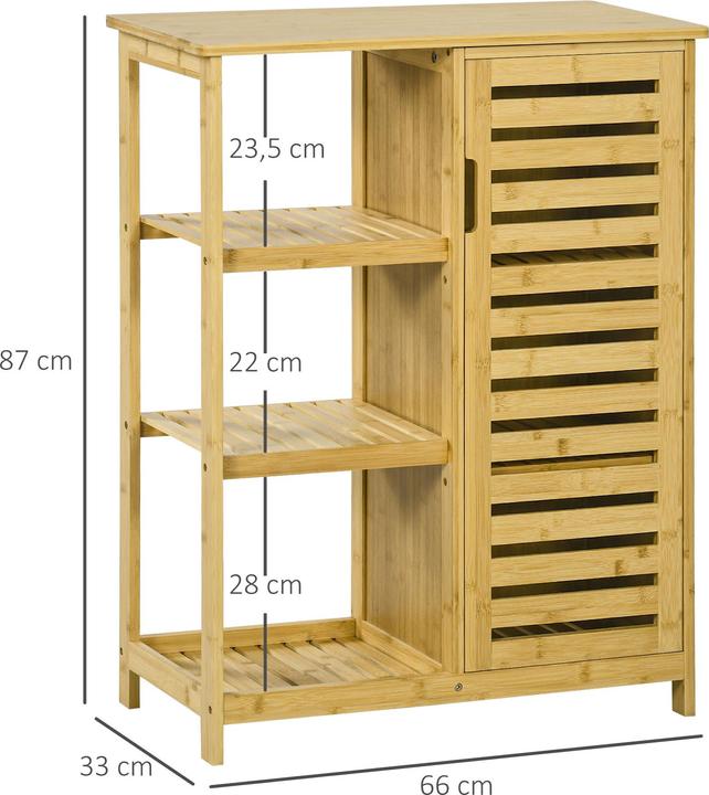 Image du produit Kleankin Armoire de salle de bains avec étagère ouverte et protection anti-basculement (66 x 33 x 87 cm)