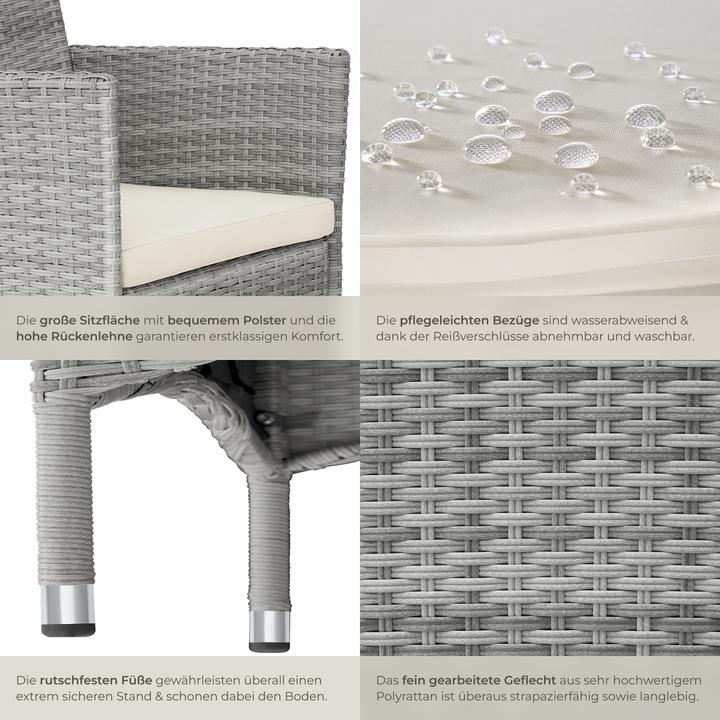 Immagine prodotto tectake 2 Sedie da giardino in rattan + 4 rivestimenti di ricambio