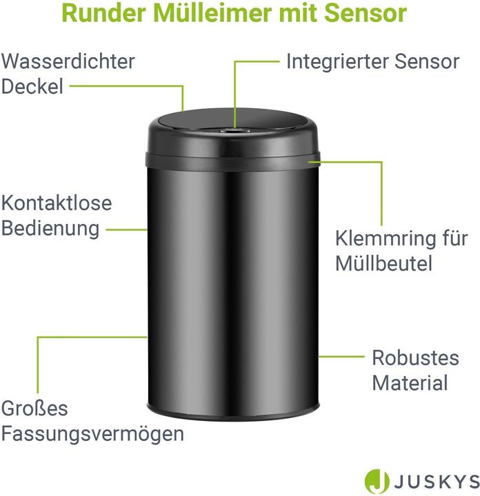 Actual product image Juskys Automatic waste bin with sensor (30 l)