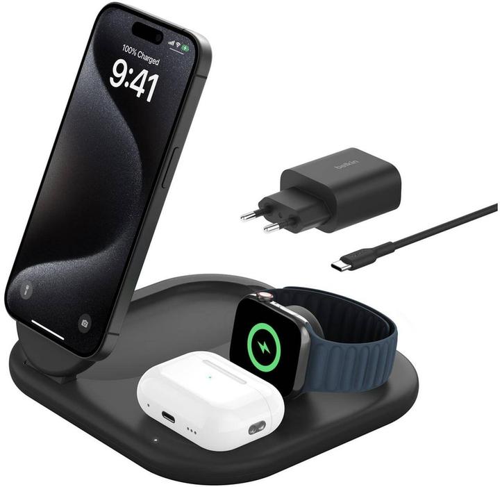 Produktbild Belkin BoostCharge 3-in-1 Qi2 Ladestation (15 W)