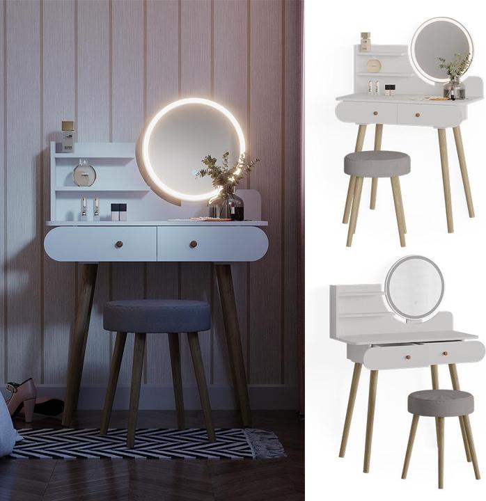 Image du produit Vicco Edda avec tabouret et éclairage (80 x 40 x 121 cm)