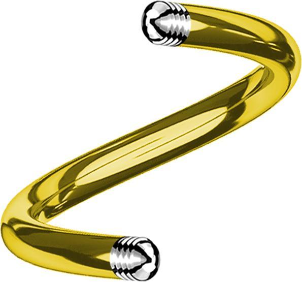 Image du produit Star Piercing Micro tige spiralée plaquée or (Acier chirurgical 316L)