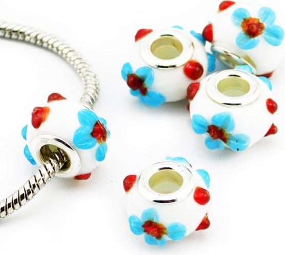 Produktbild Hermex Glas Bead versilbert 925 - Silbrig Weiss (Silber 925, Glas)
